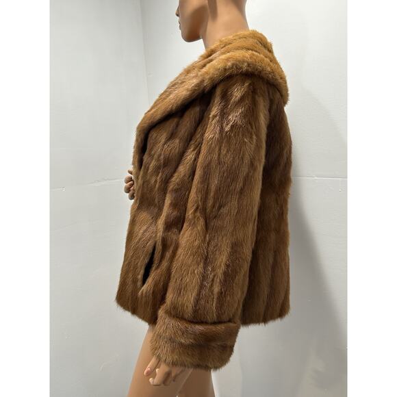 mink fur coat Size Large Collared Honey Brown Color - Picture 6 of 12